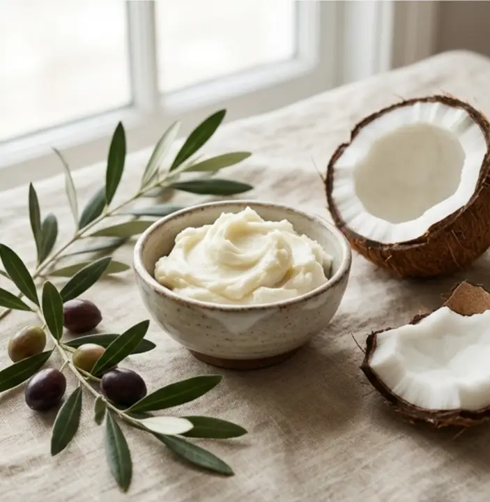 Beurre et Huiles utilisées pour la saponification à Froid - Savonnerie Ciergerie Bain d'étoile